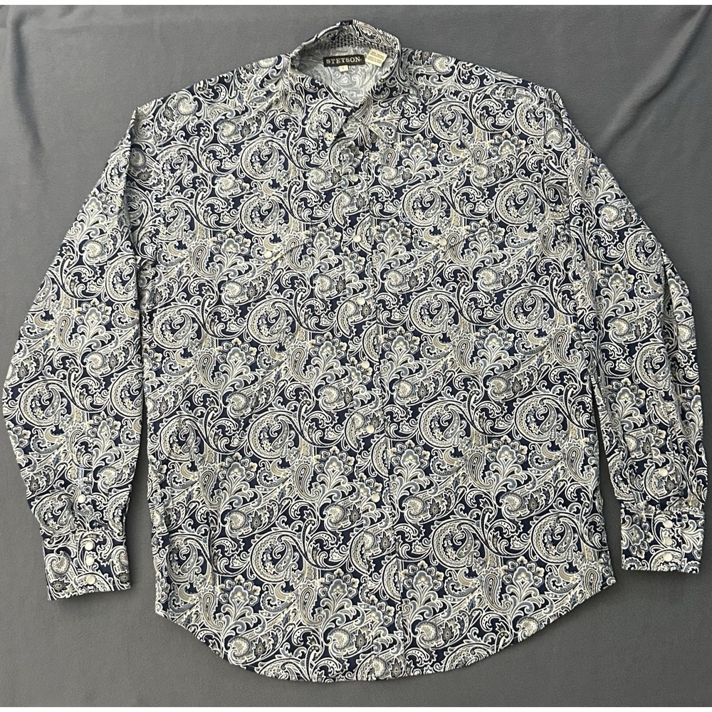 Stetson Shirt Mens Large Multicolor Paisley Pearl Snap Western Rodeo Long Sleeve